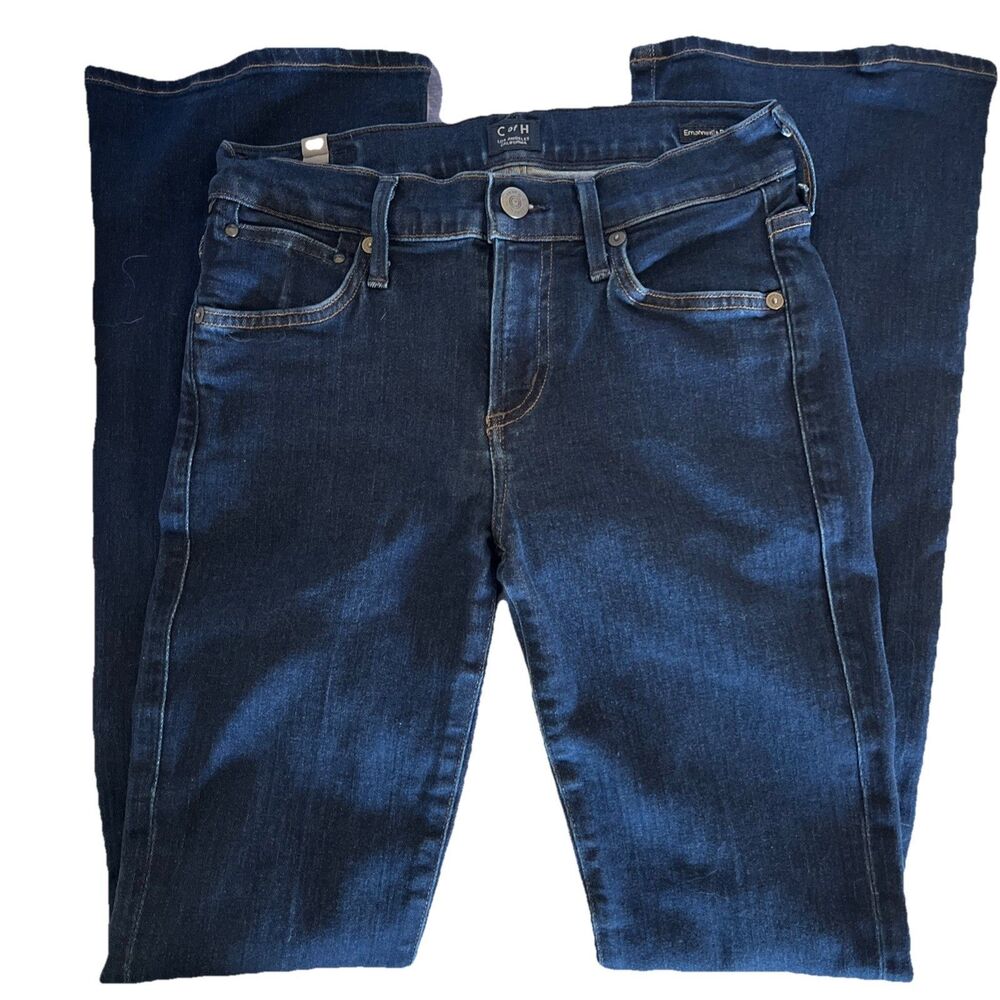 Citizens of Humanity Emannuel Womens Petite Mid Rise Bootcut Dark Wash Jeans 25